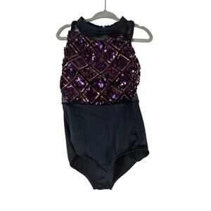 WEISSMAN Girl’s Geometric Sequin Dance Leotard / Size: SC 6-6X